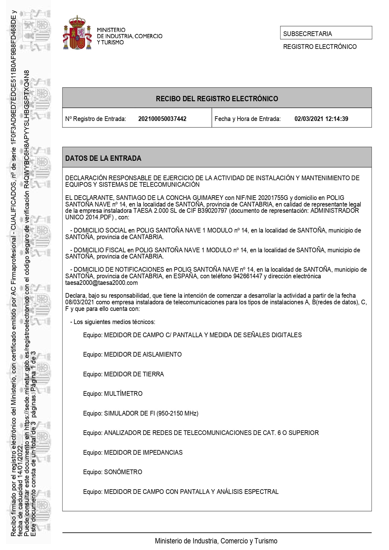 Registro De Empresa De Telecomunicaciones Page 0001 (1) cantabria